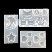 3 style silicon molds for epoxy resin crystal cat bear paw star moon heart shape mold making jewelry pendant tools art making