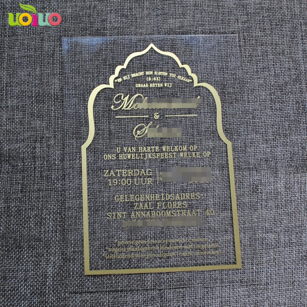 

50pcs gold invitation card transparent baptism elegant acrylic invitations