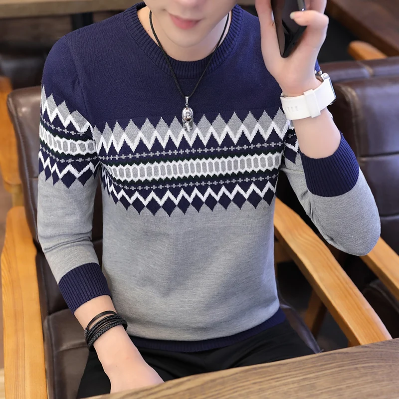 Cheap wholesale Spring and Autumn New casual fashion fashion sweater men's Korean round collar