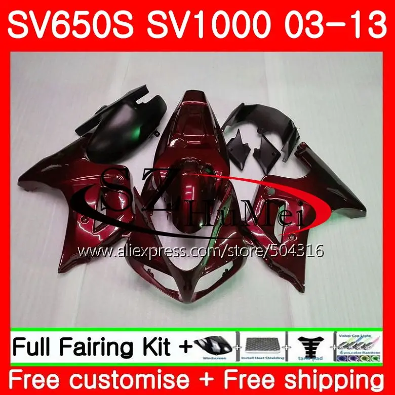 Обтекатель для SUZUKI SV1000S SV650S 03 04 05 06 07 08 106SH15 темно красный SV650 1000 S SV 650S 2003 2004 2005 2006 2007