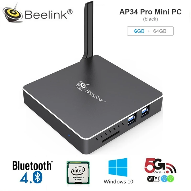 Beelink AP34 Pro Mini PC игры ПК Intel Apollo Lake N3450 6 ГБ Оперативная память 64 Встроенная Wi Fi Dual HDMI