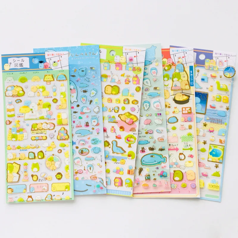 

Кавайные Декоративные Канцтовары Sumikko Gurashi, киты, канцелярские принадлежности, ПВХ наклейки для скрапбукинга, «сделай сам», дневник, альбом, ...