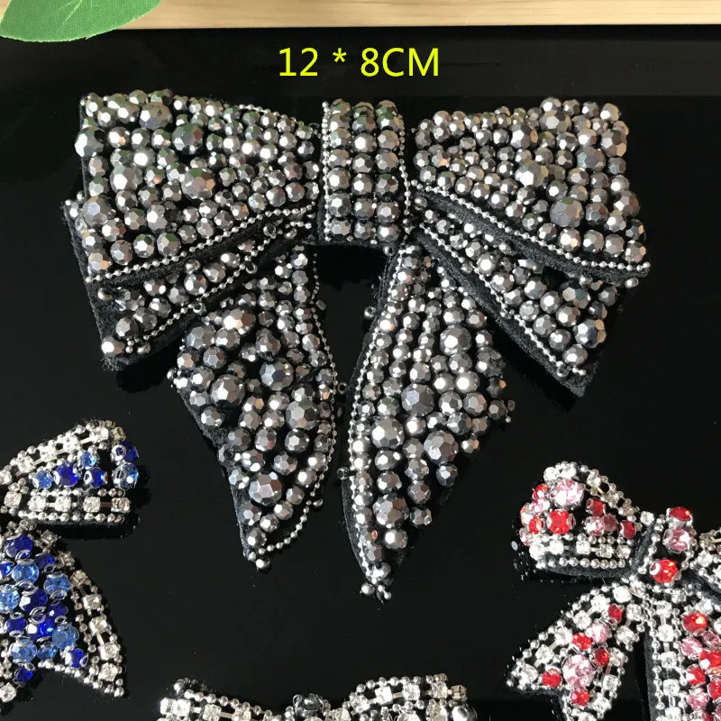 Белый черный серый галстук-бабочка патч для одежды пришивания горный хрусталь
