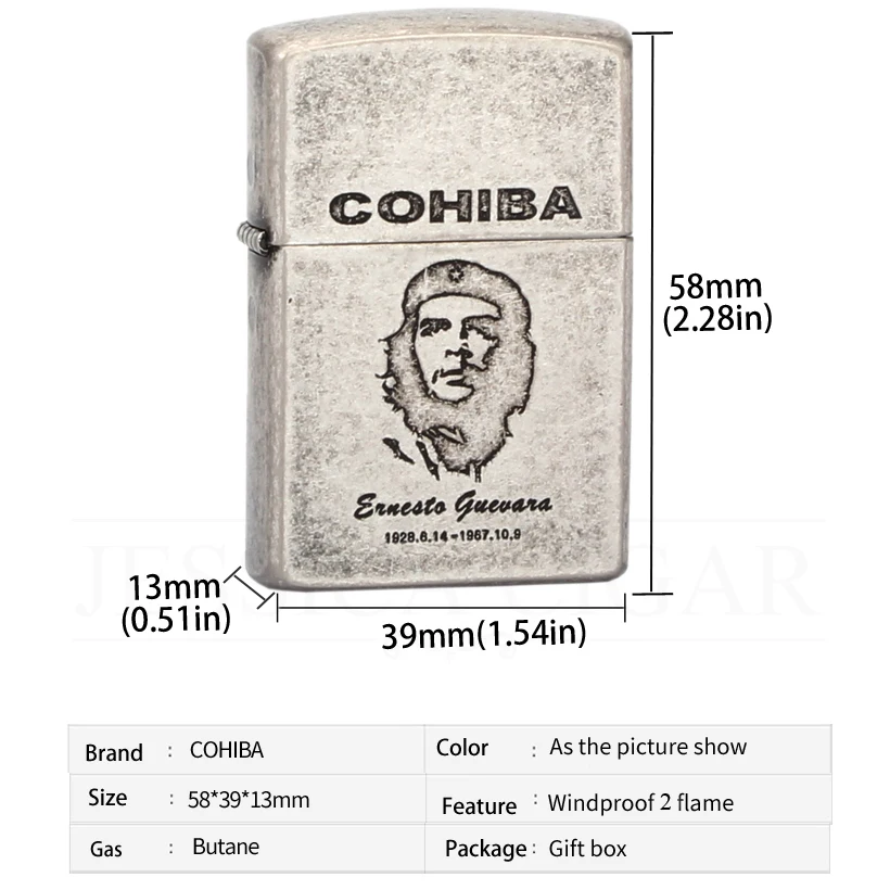Мужские гаджеты COHIBA серые металлические ветрозащитные зажигалки с 2 зажимами