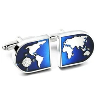 luxury men blue globe cufflinks high quality lawyer groom wedding cufflinks for mens shirt cuff links french jewelry