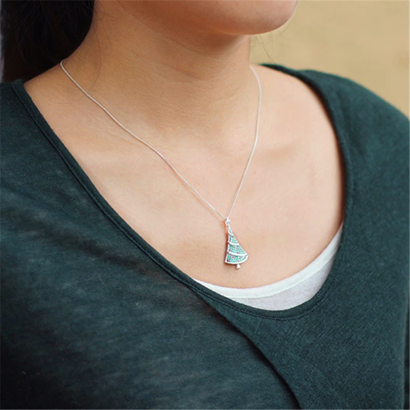 новинка елка подвески с стразы реального чистого стерлингового серебра 925