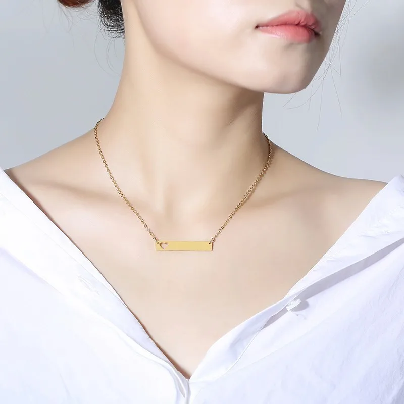 Vnox Бесплатная гравировка на заказ женское колье с полым сердечком из нержавеющей