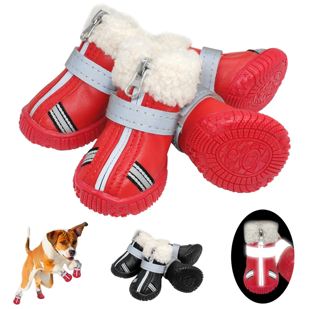 

Warm Pet Dog Shoes Winter Waterproof Pet Dog Boots Shoe Rain Snow Booties Reflective Nonslip Footwear For Small Large Dogs