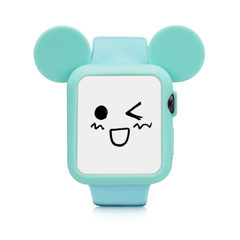 Защитный чехол GUYO для Apple Watch с милыми ушками для Apple Watch series 3 2 1 цветной 38 мм 42 мм мягкий силиконовый - Цвет: Mouse ears Blue