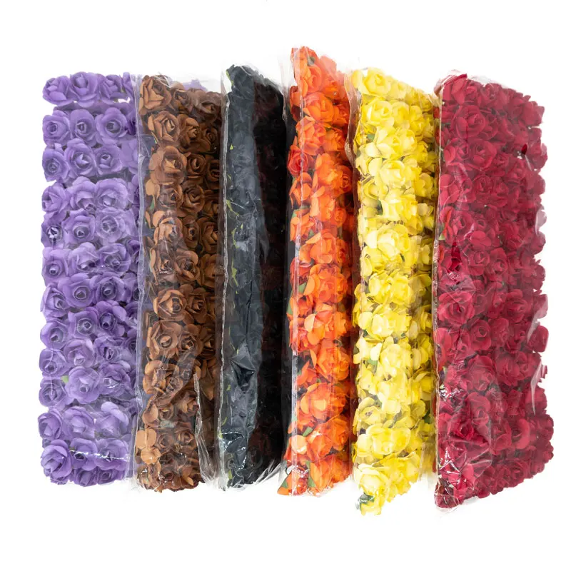 144 шт./лот 15 мм Мини бумажные цветы для рукоделия скрапбукинга свадебные