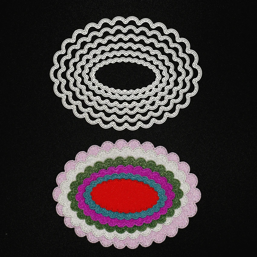 6 шт./компл. овальные металлические режущие штампы для скрапбукинга подарочные