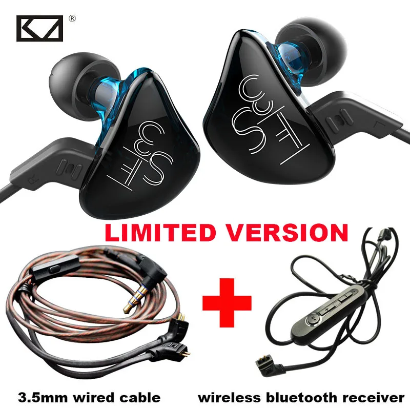 Blue BT Set 2C KZ ES3 DD+ BA Гибридный динамик арматура драйверы Bluetooth наушники набор с 2 кабелем спортивные наушники HiFi стерео бас телефон музыка - Цвет: Blue BT Set 2C