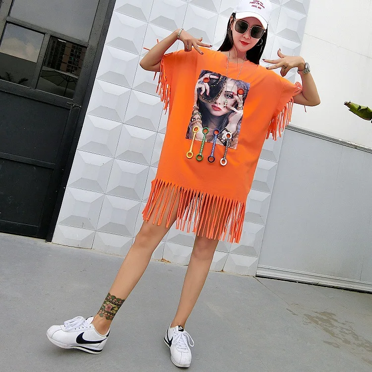 Бренд хип-хоп Tide 2018 летняя новая Женская длинная футболка с короткими рукавами