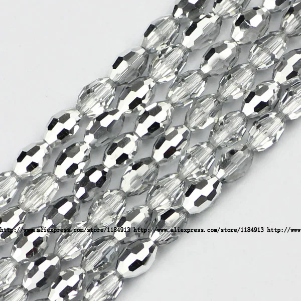 MZ614 Half silver JHNBY ААА рисовые зерна Австрийские хрустальные бусины 50 шт 6*8 мм овальной формы стеклянные хрустальные бусины для изготовления браслетов своими руками - Цвет: MZ614 Half silver