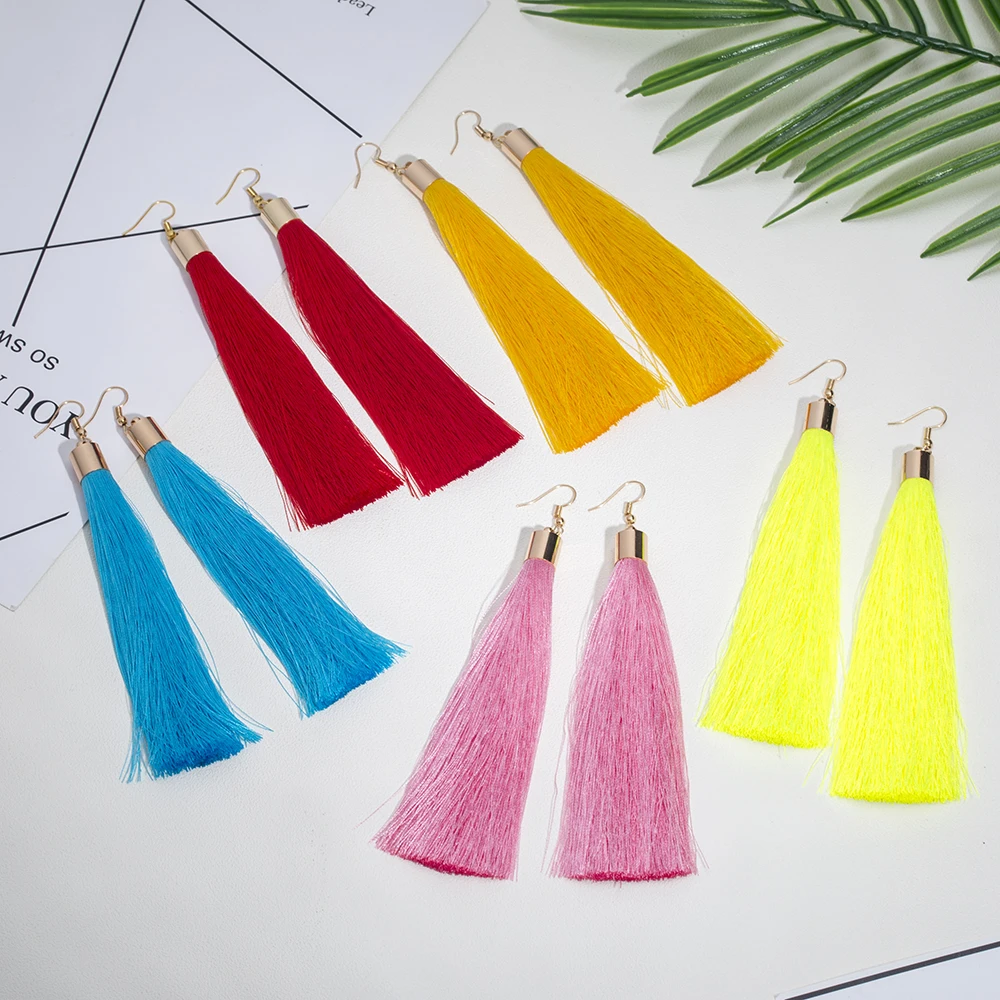 Женские винтажные серьги FAMSHIN с длинной кисточкой 17 цветов подарок|earrings dangle|vintage