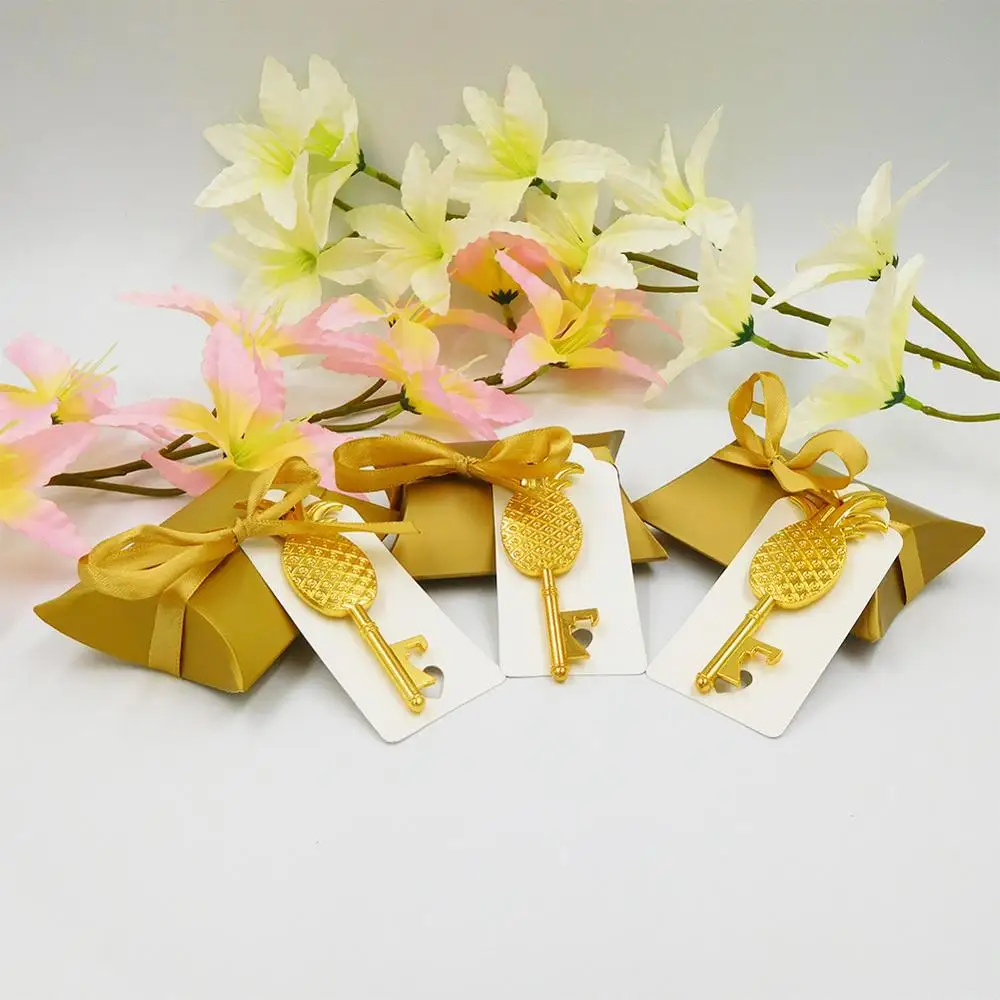 

50pcs lot Custom gold candy chocolate boxes beer bottle opener birthday wedding favors bridal shower festival party return gifts