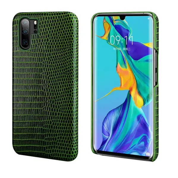 green Чехол из натуральной кожи P30 Pro Lizard для huawei P30 для huawei P20 Pro настоящая кожаная задняя крышка для huawei mate 20 Pro mate 20RS - Цвет: green