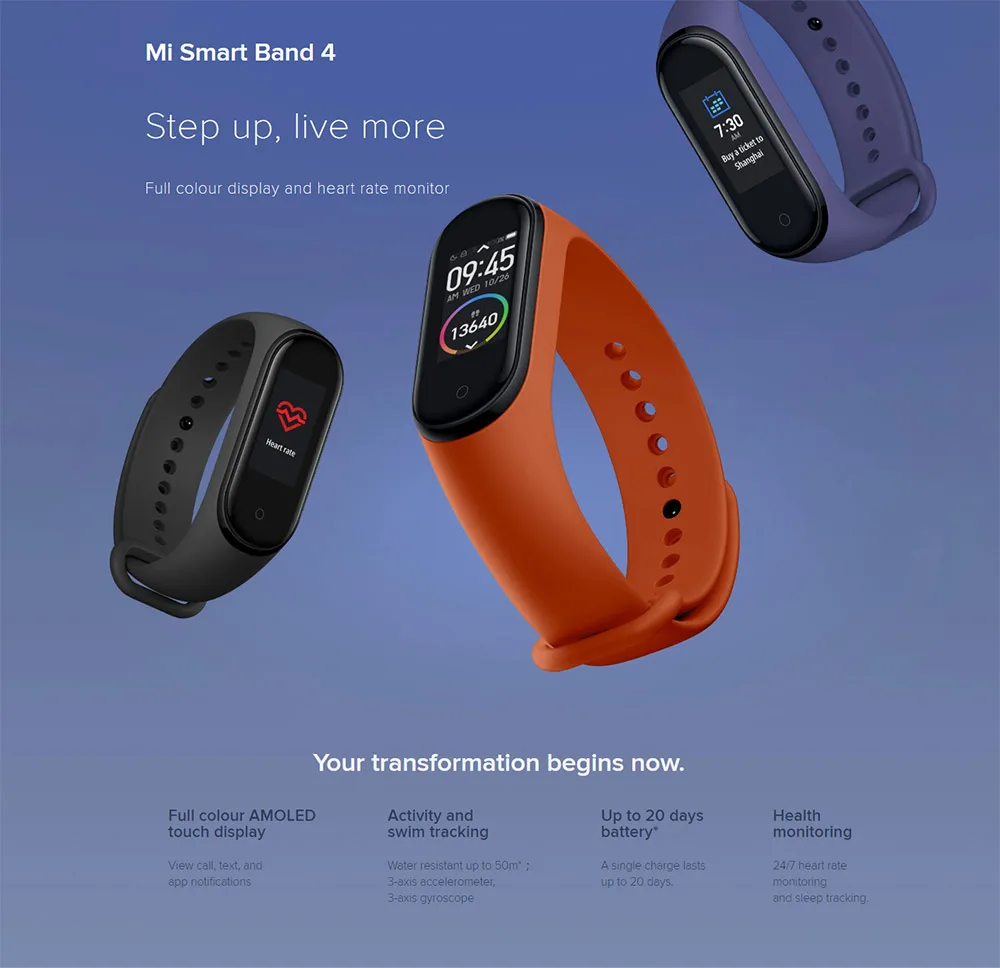Original Xiaomi Mi Band 4 Band4 Smart Bracelet 0.95 Inch Heart Rate Monitor 5ATM Water Bluetooth 5.0 Xiomi Band 4 Miband 4