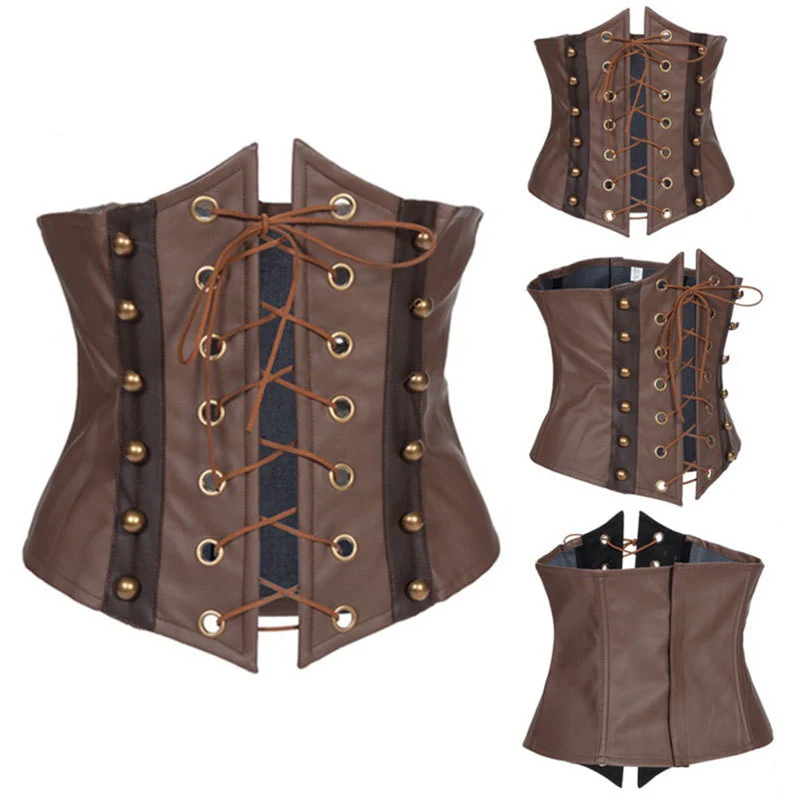 Корсет женский из искусственной кожи на шнуровке корсет под грудь в стиле