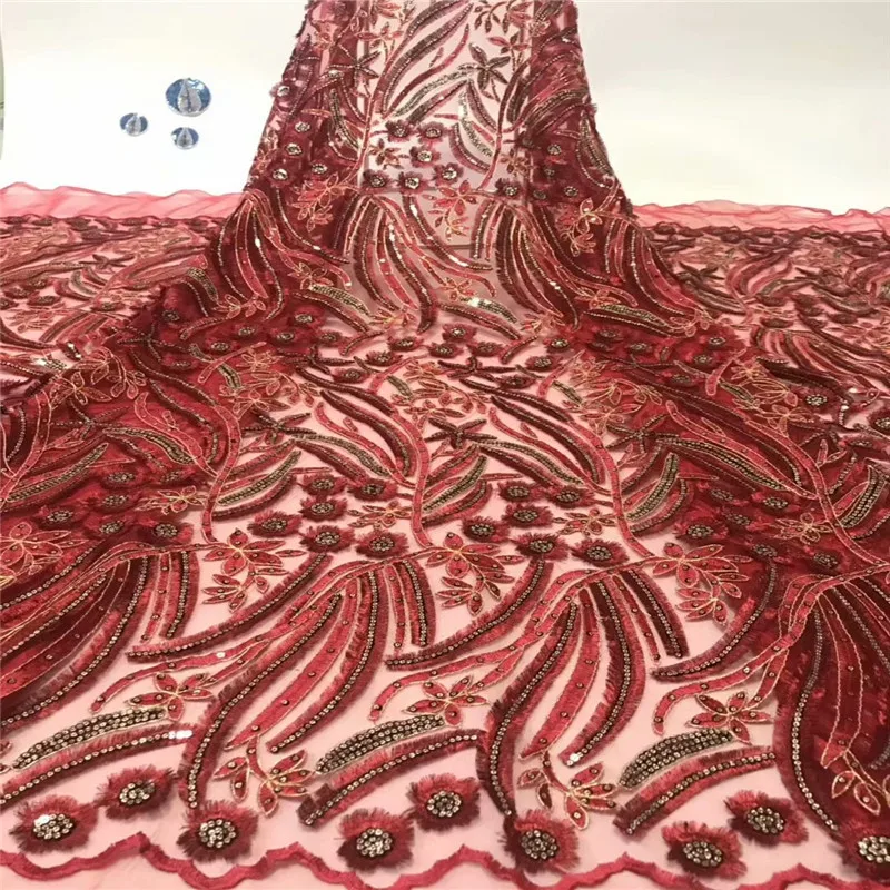 2019 Latest african sequence lace for wedding dresses Nigerian African tulle fabric with sequins 5 yards | Дом и сад