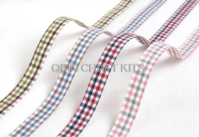 120 yards 10mm wide Gingham Ribbon, Check Ribbon, By the yard multiple colors mix set