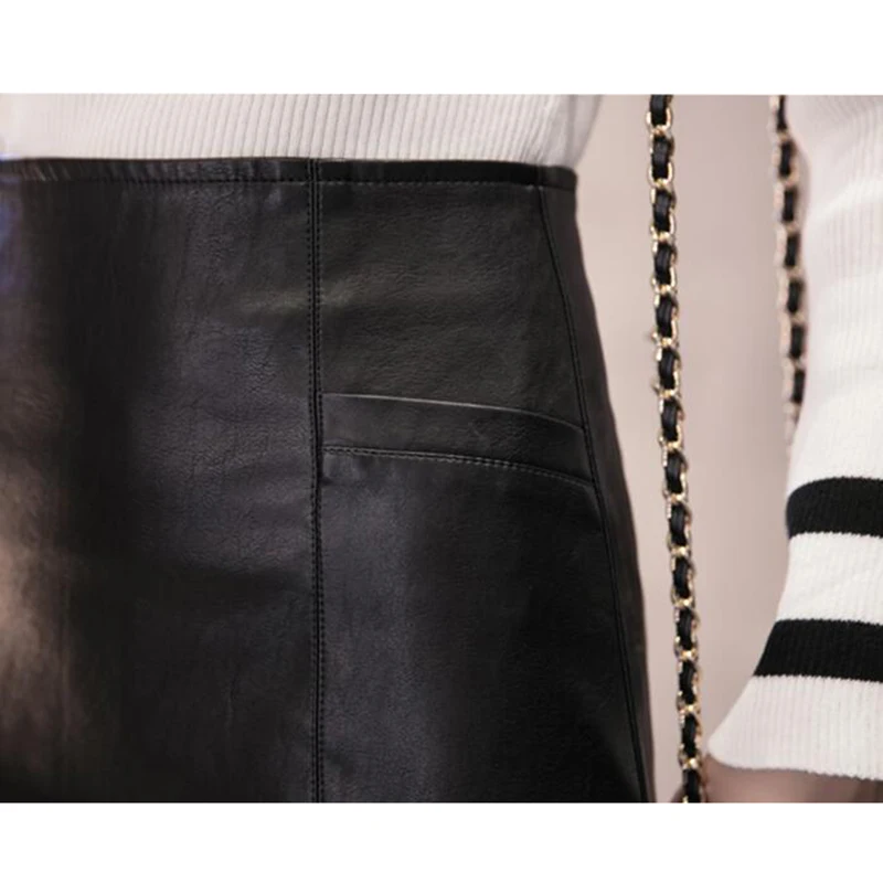 Новинка 2017 юбка из искусственной кожи весна-лето женская повседневная с высокой