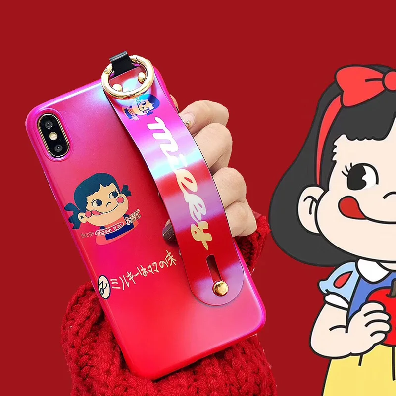 Мягкий чехол с ремешком на запястье для iphone XR XS max X Doraemon iPhone 8plus 7 7plus 6 6S 6p милый
