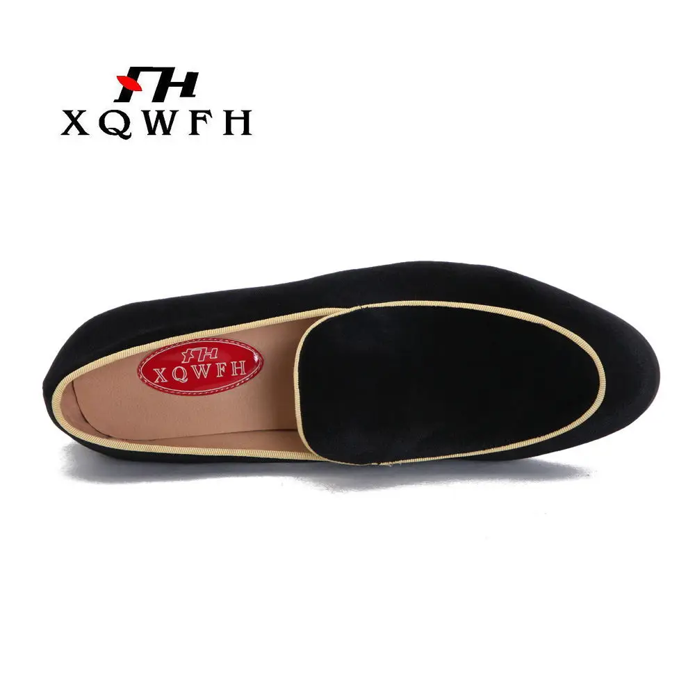 XQWFH/2019 новые стильные мужские черные бархатные туфли модные модельные для