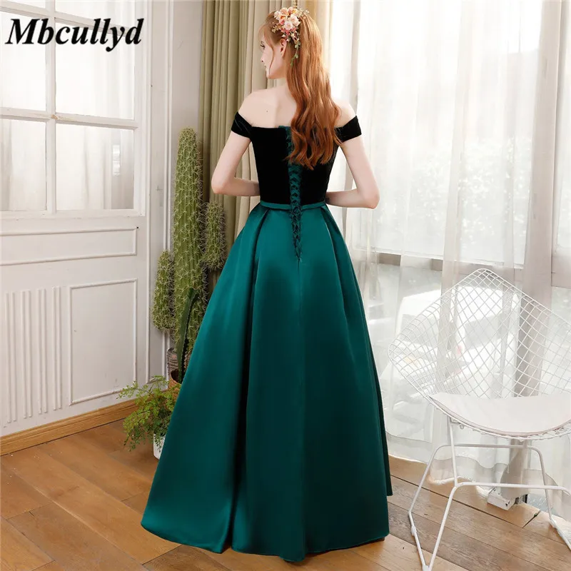 Темно-зеленые Элегантные платья невесты Mbcully Длинные вечерние трапециевидной