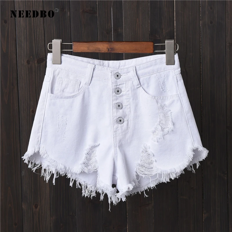 NEEDBO Shorts Jeans Summer Women Denim Shorts High Waist Casual Short Femme Plus Size 6XL Hole Sexy Ladies Hot Short Pants Mujer