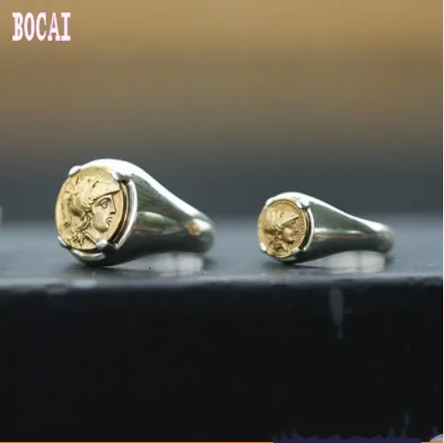 Ancient Greek Coin God of War Athena vintage European 925 sterling silver ring classical tail ring