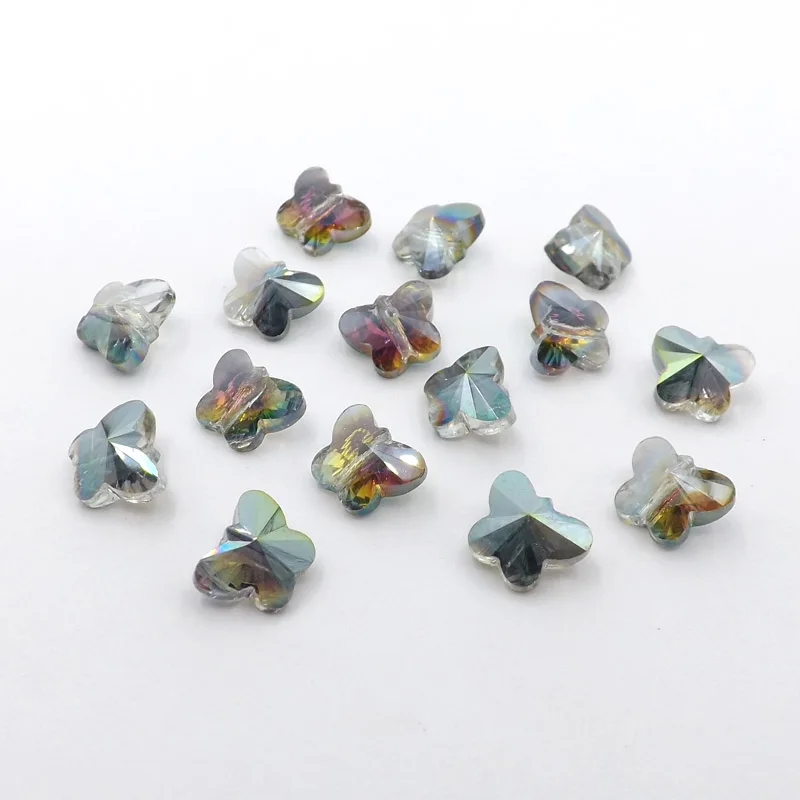 Стеклянные бусины-бабочки QIAOHE, 50 шт., россыпью, розовые, красные, зеленые, 10x8 мм, для изготовления модных украшений # QHGZ60