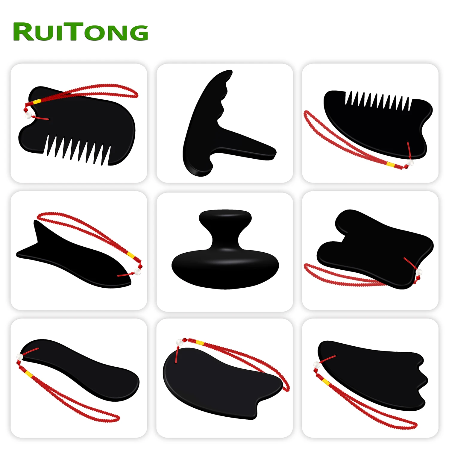 RUITONG Gua Sha камень игольчатый массажер натуральный камень Бянь подтяжка Лица Массажная доска Guasha массаж лица соскабливающий аппарат