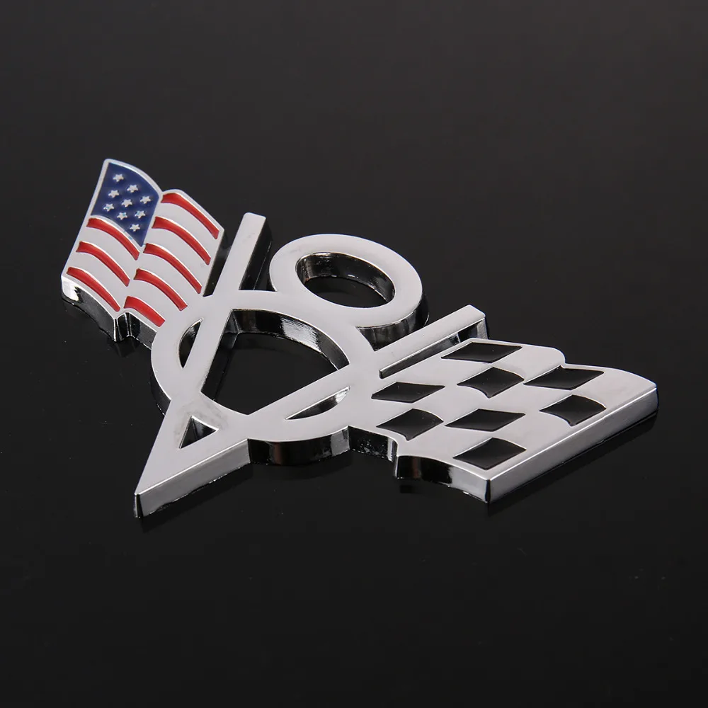 Металлическая 3d-наклейка V8 с американским флагом для мотоцикла автомобильная