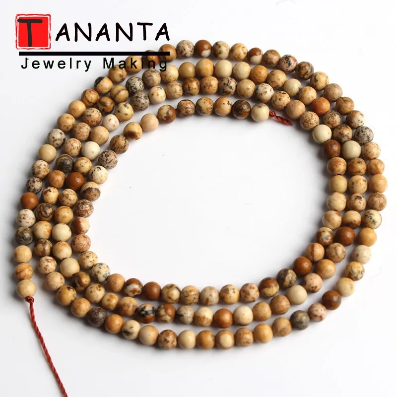 Picture Jasper Натуральный 2 мм гематит бирюза нефрит Агаты Кварцевый Камень Бисер для самостоятельного изготовления ювелирных изделий ожерелье браслет женские серьги 15 дюймов - Цвет: Picture Jasper