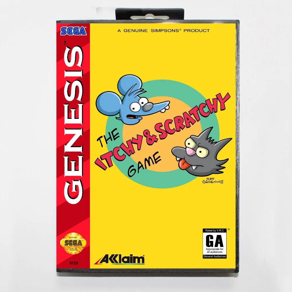 Зуд и першение 16 бит MD карточная игра с коробку для Sega Megadrive/Genesis|itchy and scratchy|16 bitmd game