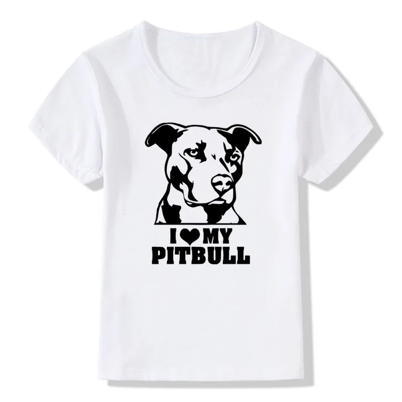 Детская белая футболка с принтом I Iike My Pitbull Dog Повседневная короткими рукавами