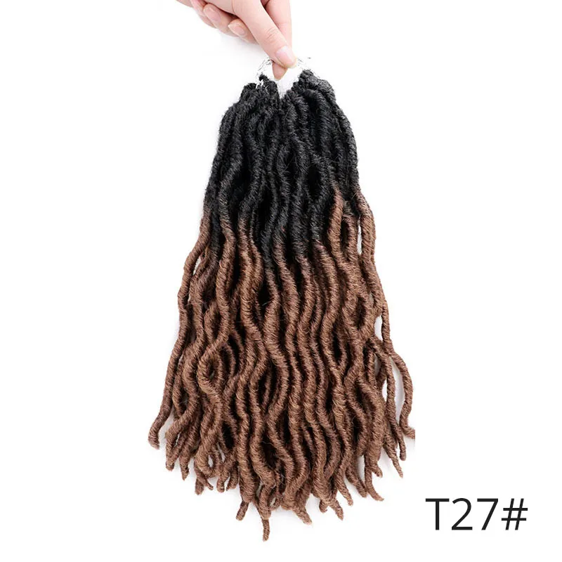 T1B/27 Doris beauty 12 дюймов Nu Locs Goddess Faux Locs кудряшки Exntension синтетические предварительно оплетенные мягкие косички для женщин коричневый черный - Цвет: T1B/27