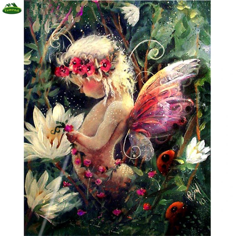 

Алмазный рисунок картина по номерам с изображением цветочной Феи Ангела вышивка стразами девушка вышивка крестом современный Новинка YHAll дома Наклейка