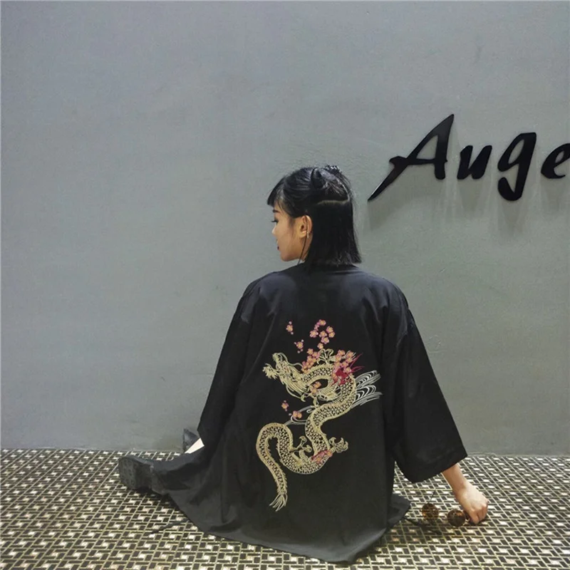 Кимоно блузка рубашка летняя Пляжная kimonos женская для косплея yukata obi Японская