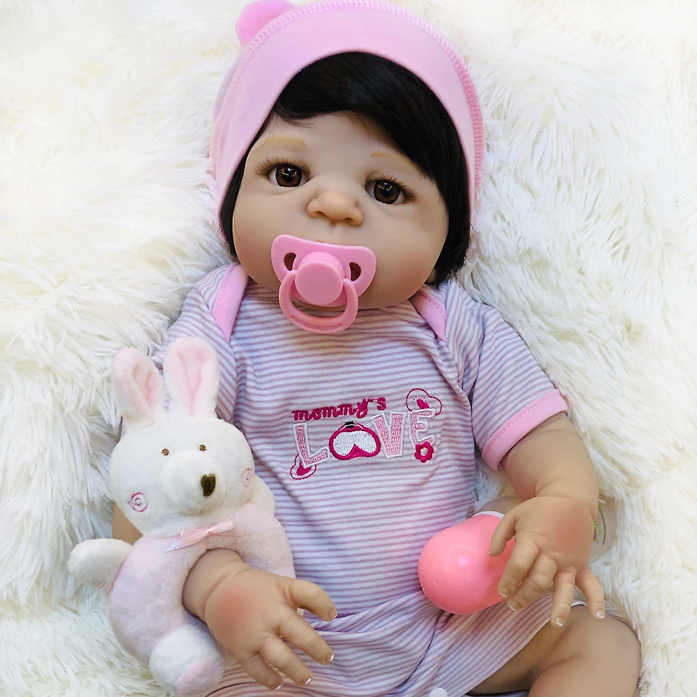 55 см Bebe Reborn Menina с 1 шт. розовая пустышка подарок модная силиконовая кукла живой
