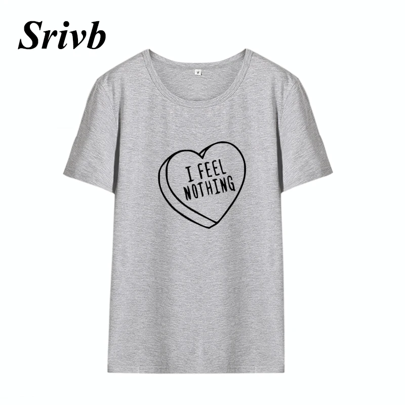 Женская футболка в стиле панк рок Srivb I Feel Nothing tumblr хлопковая Футболка с рисунком