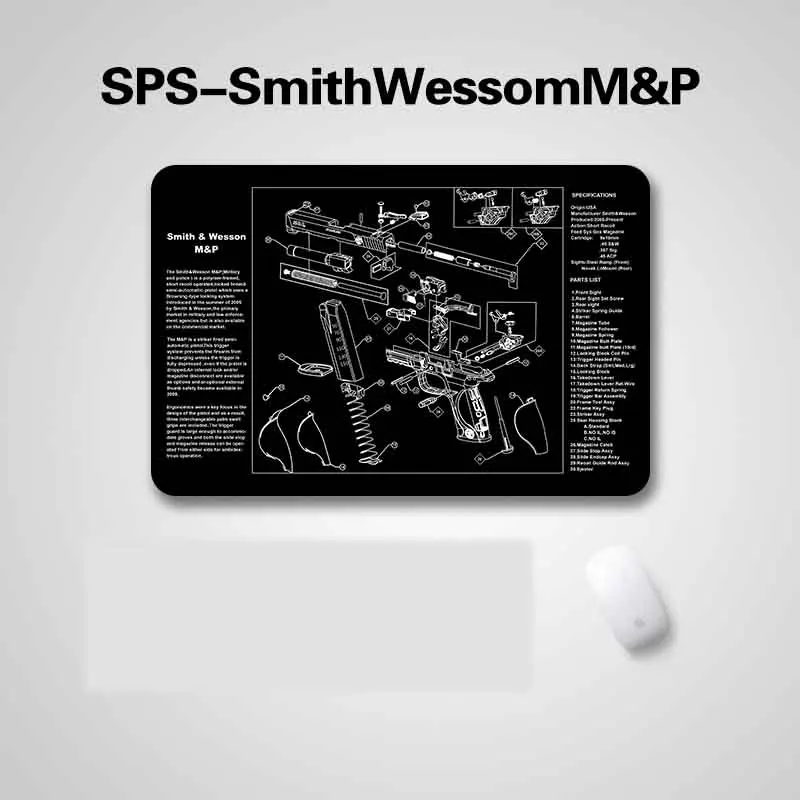 Водонепроницаемый резиновый Настольный коврик для чистки пистолета 17x11 дюймов