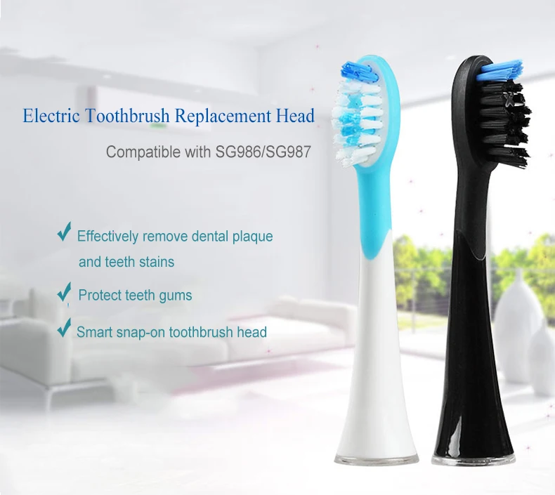 SEAGO 4 шт./лот насадки для электрической зубной щетки подходят для SG9896/SG987 Смарт оснастки на щетке головка Замена насадка для зубной щетки с резиной