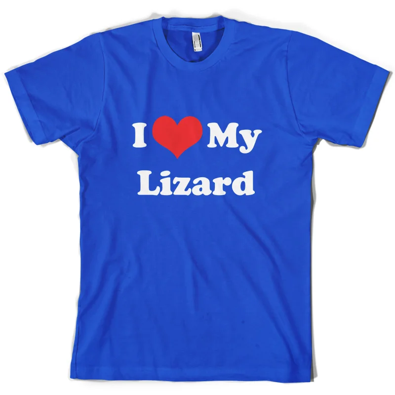 I Love My Lizard - Mens T-Shirt 10 Colours Reptile Dragon S-XXL Print T Shirt Short Sleeve Hot Tops Tshirt Homme | Мужская одежда