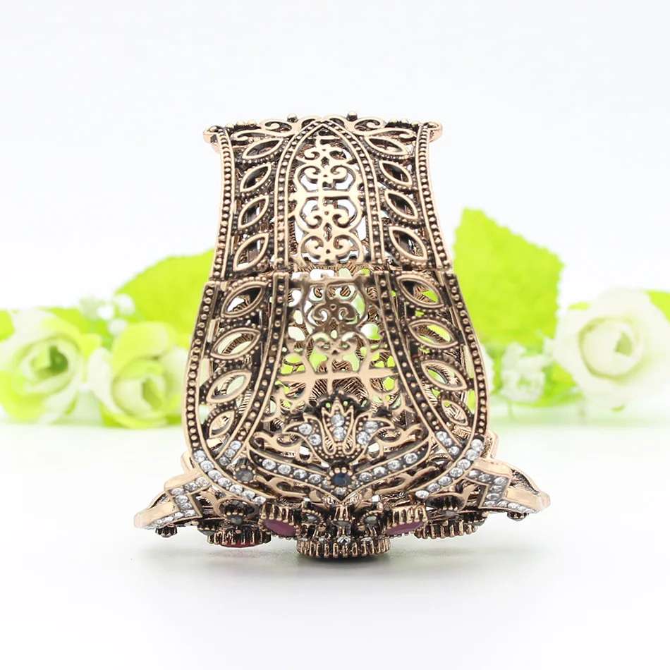 Женский браслет SUNSPICE винтажный большого размера из смолы античный золотой |