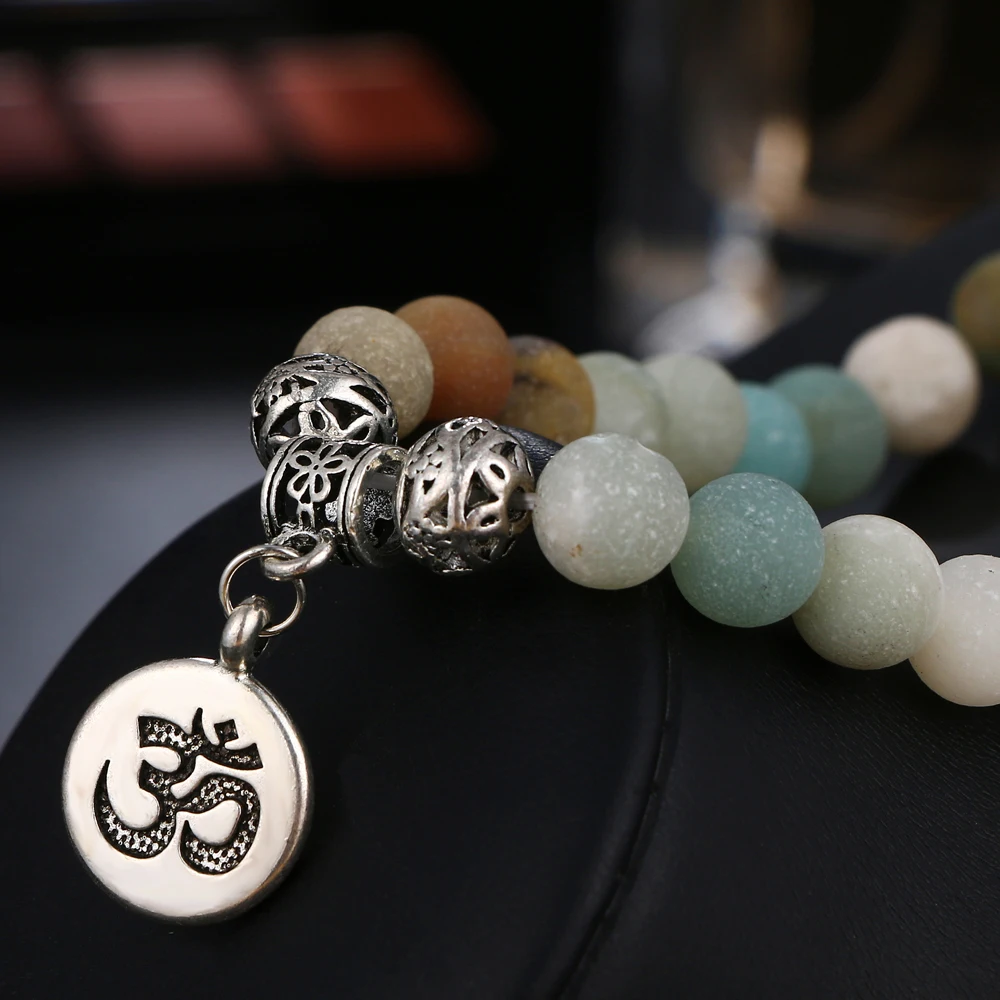 Женские и мужские винтажные браслеты OM Rune ручной работы с натуральным камнем