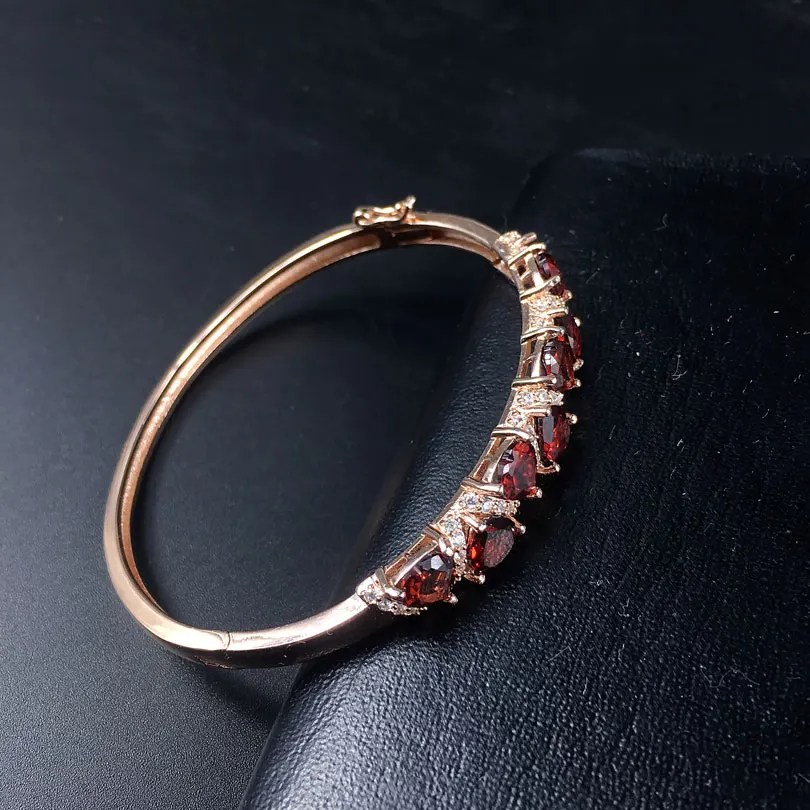 ZHHIRY натуральный гранатовый камень браслет из настоящего серебра 925 пробы женские