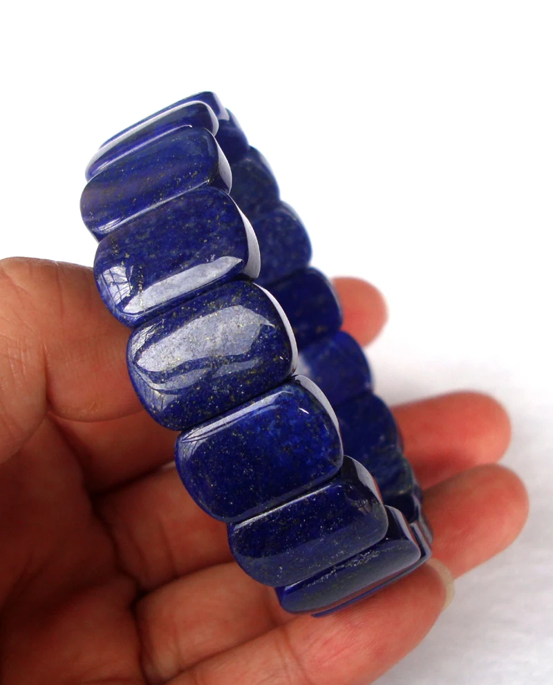 Браслет с овальными бусинами из натурального Lapis Lazuli женские Украшения