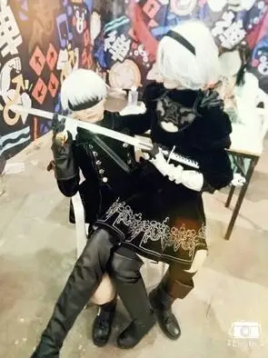 NieR: Automata косплей платье 9S Униформа полный набор с оружием+ парик+ обувь для мужчин Хэллоуин партии Косплей Костюм